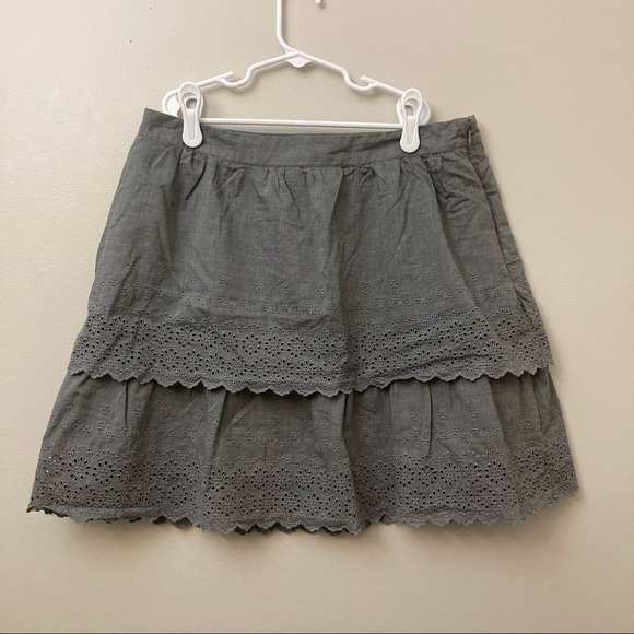 J. Crew Skirts J Crew 2 Tiered Floral Eyelet Mini Skirt Poshmark